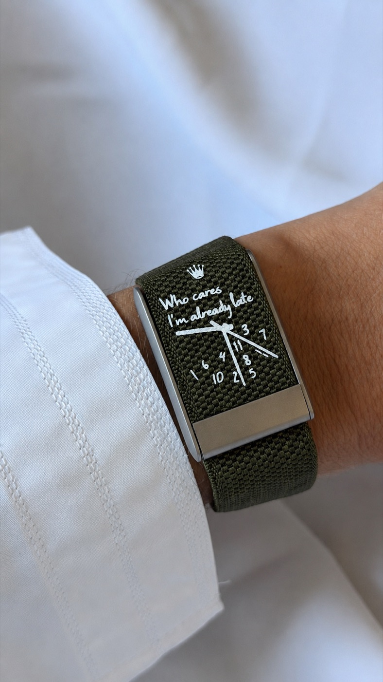 Bracelet Whoopy kaki porté au poignet